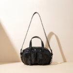 Sac à main vintage en cuir véritable à fermeture éclair pour femmes