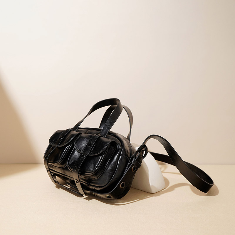 Sac à main vintage en cuir véritable à fermeture éclair pour femmes