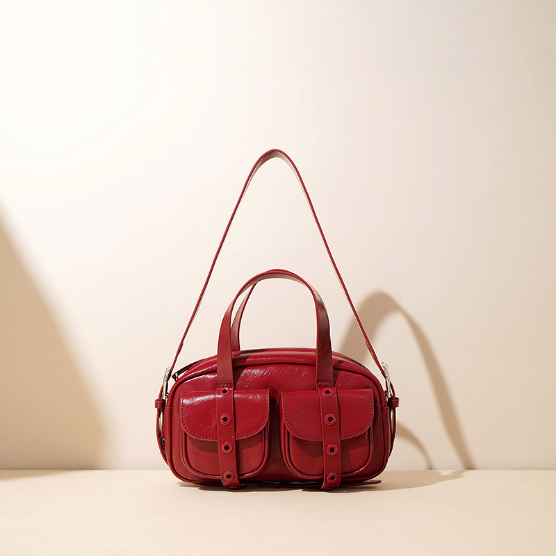 Sac à main vintage en cuir véritable à fermeture éclair pour femmes
