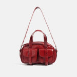 Sac à main vintage en cuir véritable à fermeture éclair pour femmes