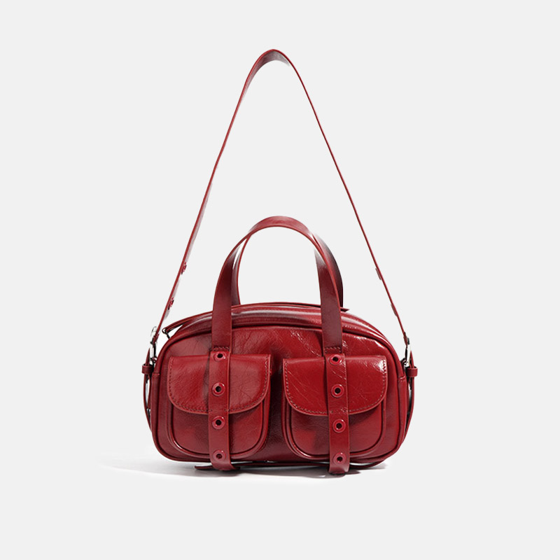 Sac à main vintage en cuir véritable à fermeture éclair pour femmes
