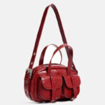 Sac à main vintage en cuir véritable à fermeture éclair pour femmes