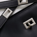 Women's Vintage Leather Lock-Clasp Shoulder Baguette Bag