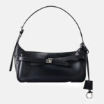 Women's Vintage Leather Lock-Clasp Shoulder Baguette Bag