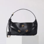 Women's Vintage Leather Lock-Clasp Shoulder Baguette Bag