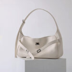Women's Vintage Leather Lock-Clasp Shoulder Baguette Bag