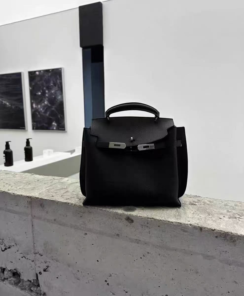 Damen Vintage Echtes Leder Top Handle Tasche mit Schlossverschluss photo review