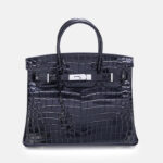 Sac à main en cuir fendu de crocodile pour femmes, avec serrure en argent