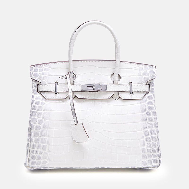 Sac à main en cuir fendu de crocodile pour femmes, avec serrure en argent