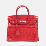 Sac à main en cuir fendu de crocodile pour femmes, avec serrure en argent