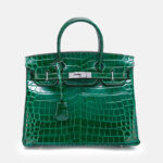 Sac à main en cuir fendu de crocodile pour femmes, avec serrure en argent