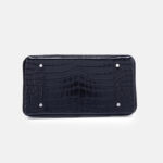 Sac à main en cuir fendu de crocodile pour femmes, avec serrure en argent