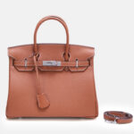 Women's Full-Grain Leather Top Handle Bag In Silver Lock Closure