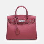 Women's Full-Grain Leather Top Handle Bag In Silver Lock Closure