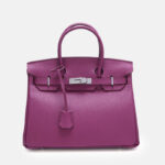 Women's Full-Grain Leather Top Handle Bag In Silver Lock Closure