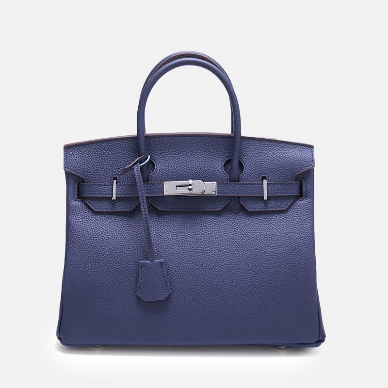 Women's Full-Grain Leather Top Handle Bag In Silver Lock Closure