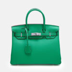 Women's Full-Grain Leather Top Handle Bag In Silver Lock Closure