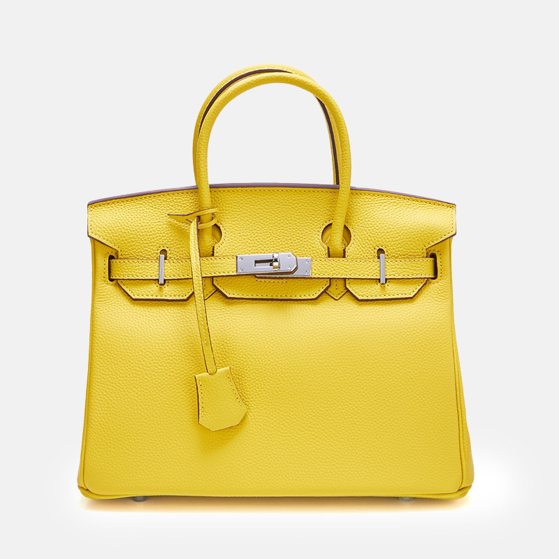 Women's Full-Grain Leather Top Handle Bag In Silver Lock Closure