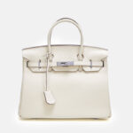 Women's Full-Grain Leather Top Handle Bag In Silver Lock Closure