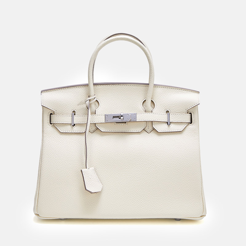 Women's Full-Grain Leather Top Handle Bag In Silver Lock Closure