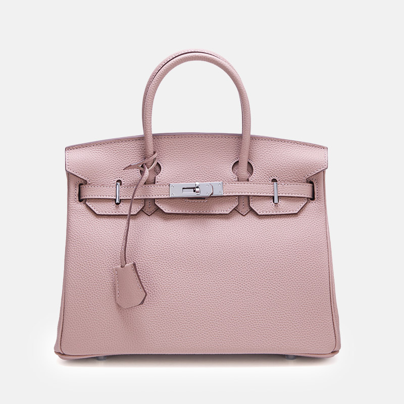 Women's Full-Grain Leather Top Handle Bag In Silver Lock Closure