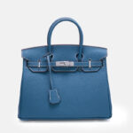 Women's Full-Grain Leather Top Handle Bag In Silver Lock Closure