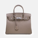 Women's Full-Grain Leather Top Handle Bag In Silver Lock Closure