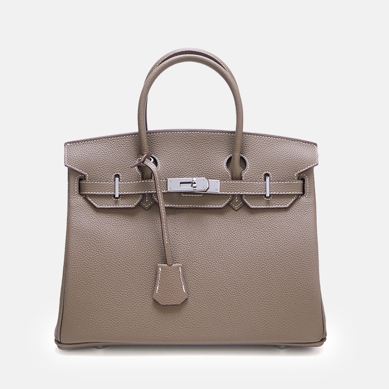 Women's Full-Grain Leather Top Handle Bag In Silver Lock Closure