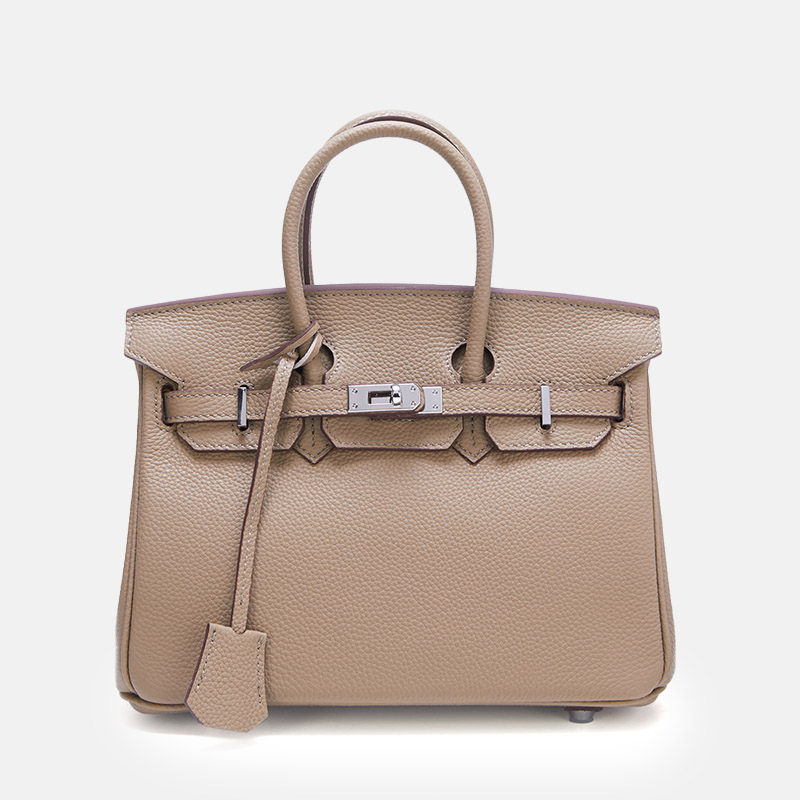 Women's Full-Grain Leather Top Handle Bag In Silver Lock Closure