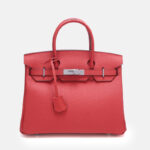 Women's Full-Grain Leather Top Handle Bag In Silver Lock Closure