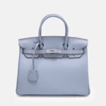 Women's Full-Grain Leather Top Handle Bag In Silver Lock Closure