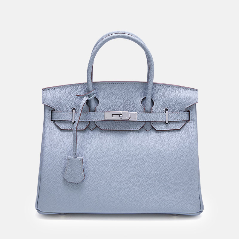 Women's Full-Grain Leather Top Handle Bag In Silver Lock Closure