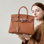 Women's Full-Grain Leather Top Handle Bag In Silver Lock Closure