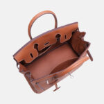 Women's Full-Grain Leather Top Handle Bag In Silver Lock Closure