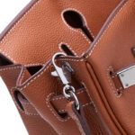 Women's Full-Grain Leather Top Handle Bag In Silver Lock Closure
