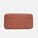 Women's Full-Grain Leather Top Handle Bag In Silver Lock Closure