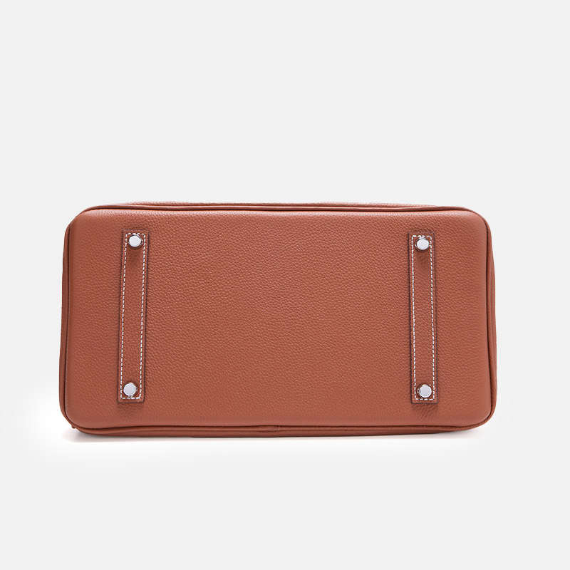 Women's Full-Grain Leather Top Handle Bag In Silver Lock Closure