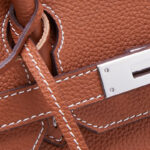 Women's Full-Grain Leather Top Handle Bag In Silver Lock Closure