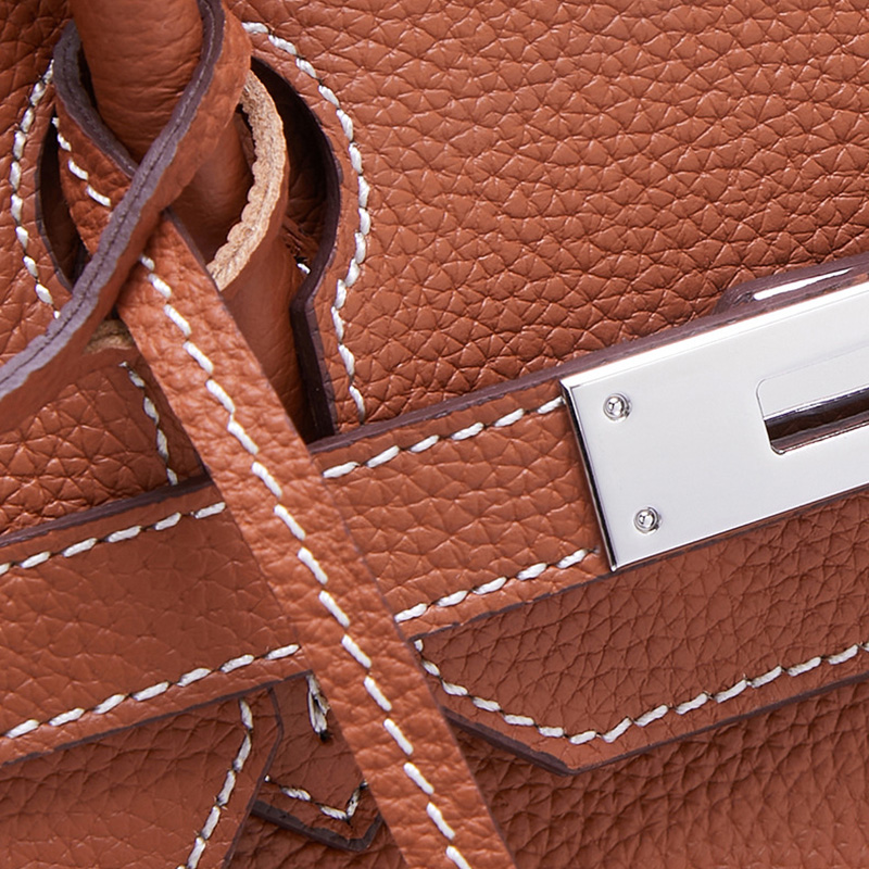 Women's Full-Grain Leather Top Handle Bag In Silver Lock Closure