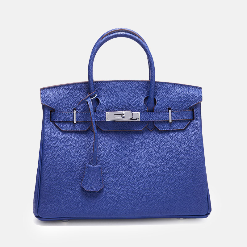 Women's Full-Grain Leather Top Handle Bag In Silver Lock Closure