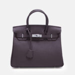 Women's Full-Grain Leather Top Handle Bag In Silver Lock Closure