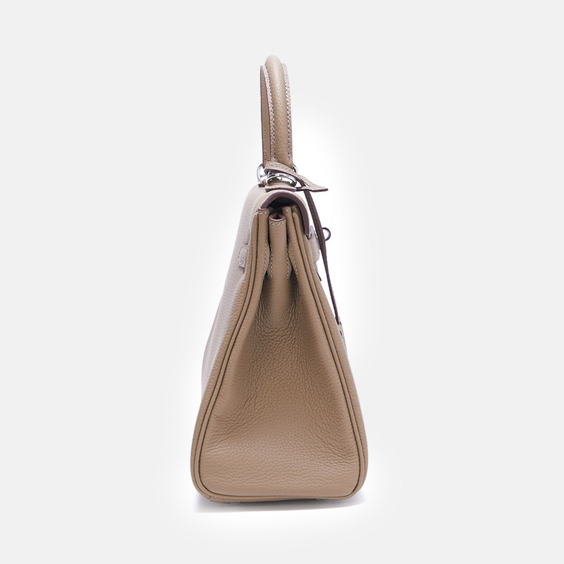 Damen Vollnarbenleder Tasche mit silbernem Henkel