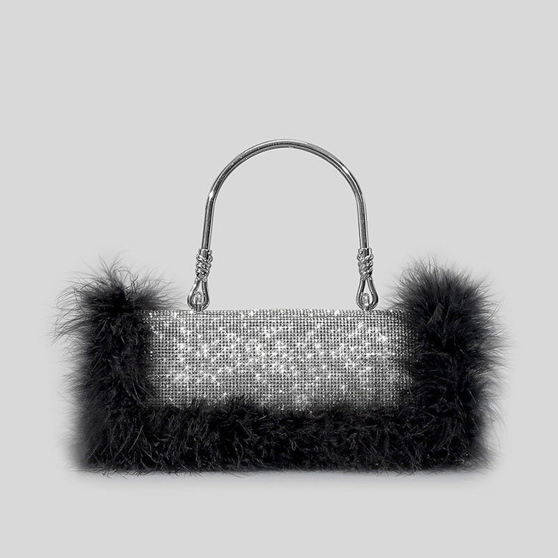 Pelzige Rhionstein Abendtaschen für Damen