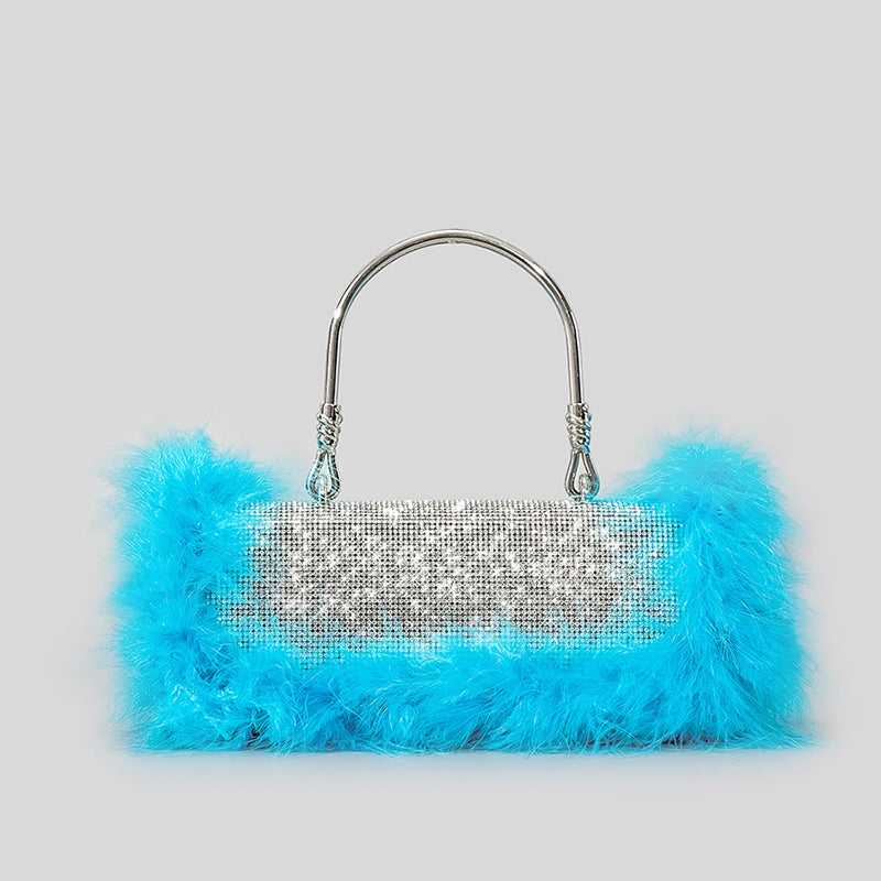 Pelzige Rhionstein Abendtaschen für Damen