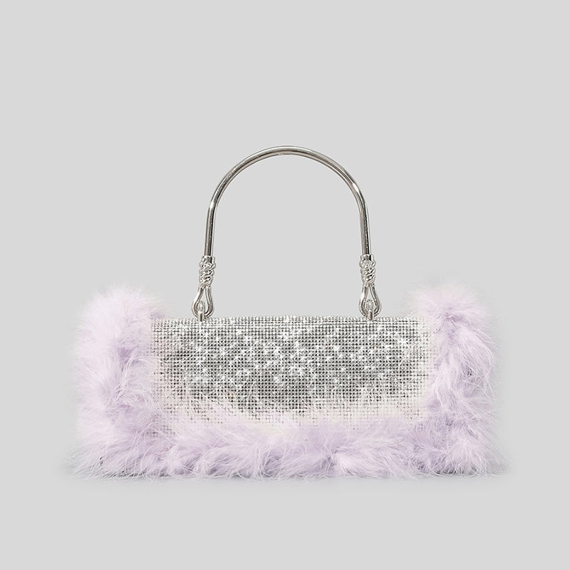 Pelzige Rhionstein Abendtaschen für Damen