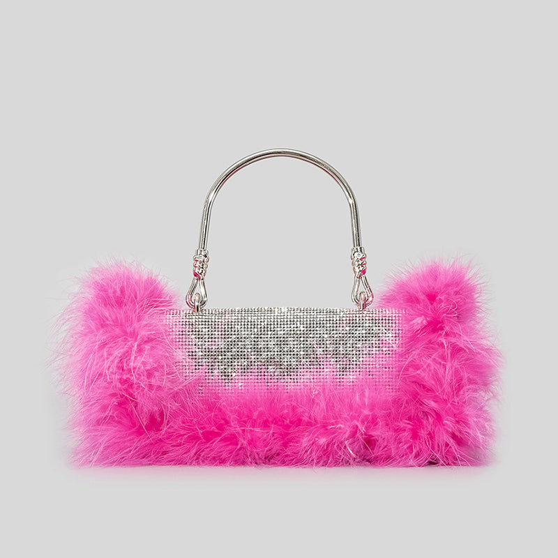 Pelzige Rhionstein Abendtaschen für Damen