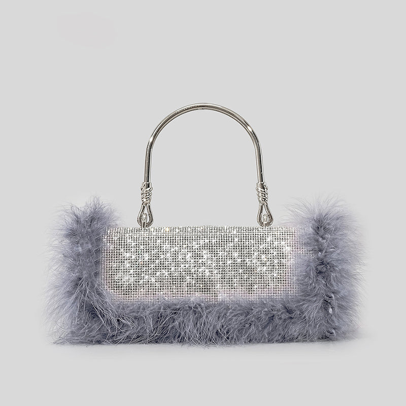 Pelzige Rhionstein Abendtaschen für Damen