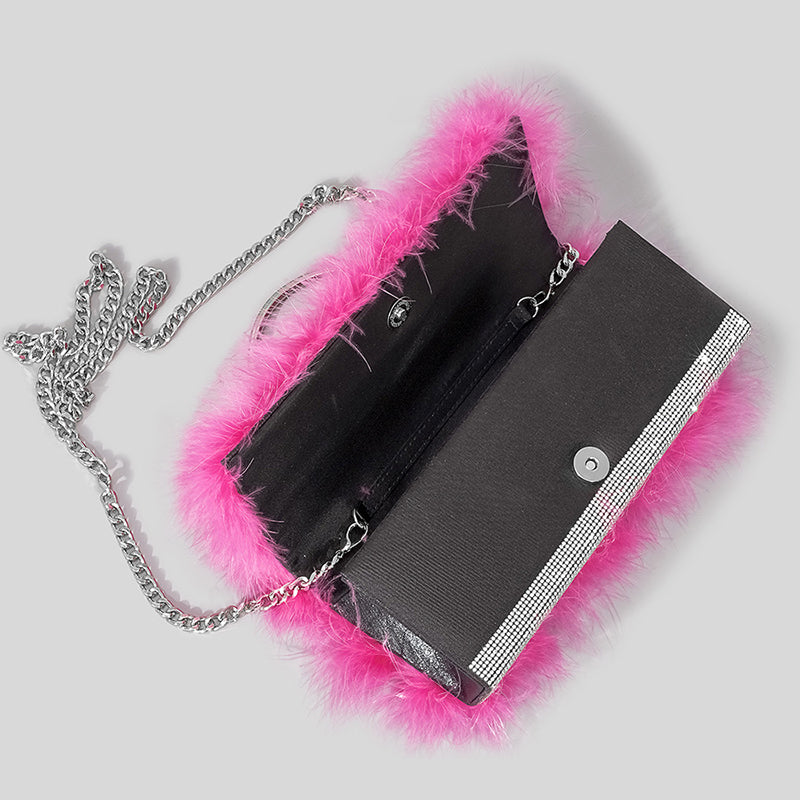 Pelzige Rhionstein Abendtaschen für Damen