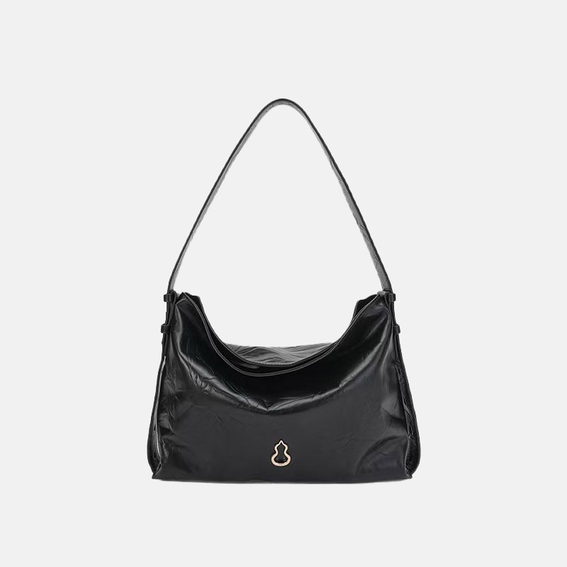 Sac à main hobo en cuir véritable plissé pour femmes