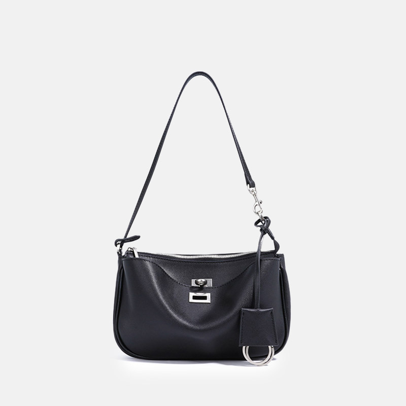 Sac à bandoulière minimaliste en cuir véritable à fermoir pour femmes